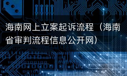 海南网上立案起诉流程（海南省审判流程信息公开网）