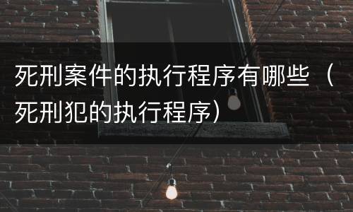 死刑案件的执行程序有哪些（死刑犯的执行程序）