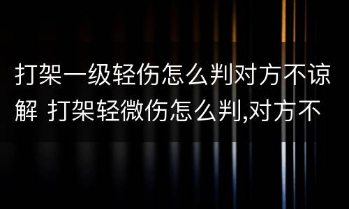 打架一级轻伤怎么判对方不谅解 打架轻微伤怎么判,对方不谅解