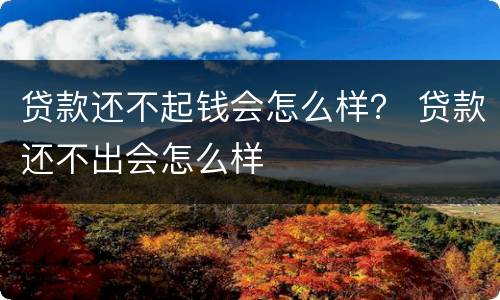 贷款还不起钱会怎么样？ 贷款还不出会怎么样