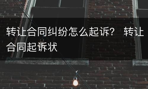 转让合同纠纷怎么起诉？ 转让合同起诉状