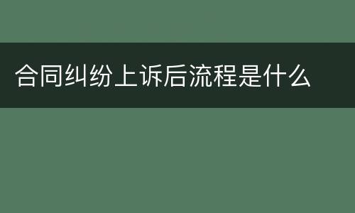 合同纠纷上诉后流程是什么
