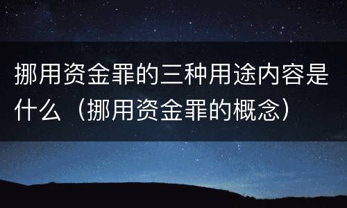 挪用资金罪的三种用途内容是什么（挪用资金罪的概念）