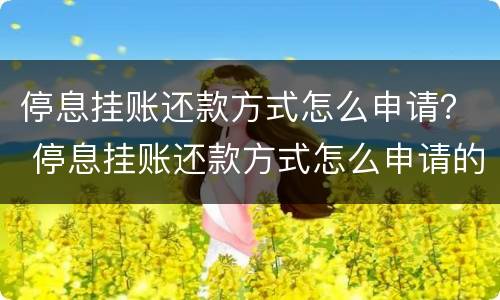 停息挂账还款方式怎么申请？ 停息挂账还款方式怎么申请的