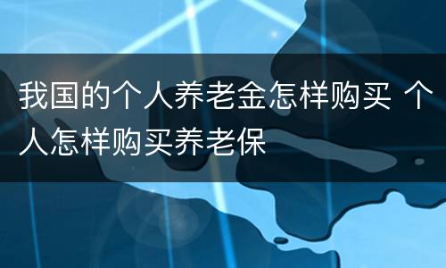 我国的个人养老金怎样购买 个人怎样购买养老保