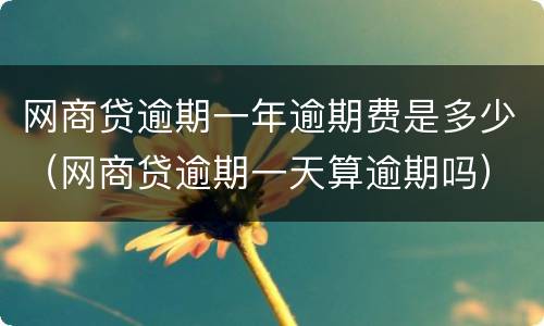 网商贷逾期一年逾期费是多少（网商贷逾期一天算逾期吗）
