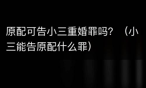 原配可告小三重婚罪吗？（小三能告原配什么罪）