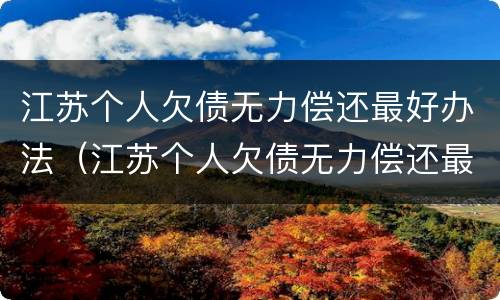 江苏个人欠债无力偿还最好办法（江苏个人欠债无力偿还最好办法是什么）