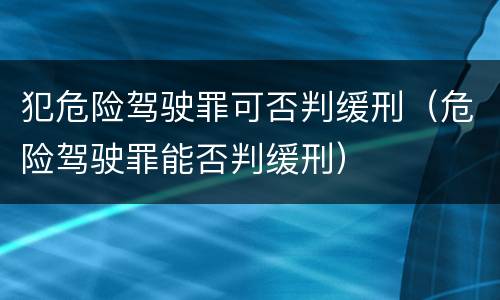 犯危险驾驶罪可否判缓刑（危险驾驶罪能否判缓刑）