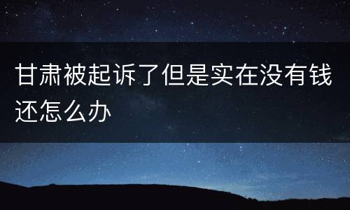 甘肃被起诉了但是实在没有钱还怎么办