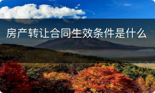 房产转让合同生效条件是什么