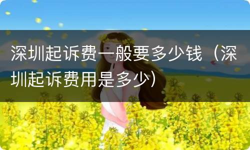 深圳起诉费一般要多少钱（深圳起诉费用是多少）