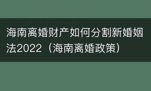 海南离婚财产如何分割新婚姻法2022（海南离婚政策）