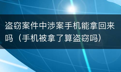 盗窃案件中涉案手机能拿回来吗（手机被拿了算盗窃吗）