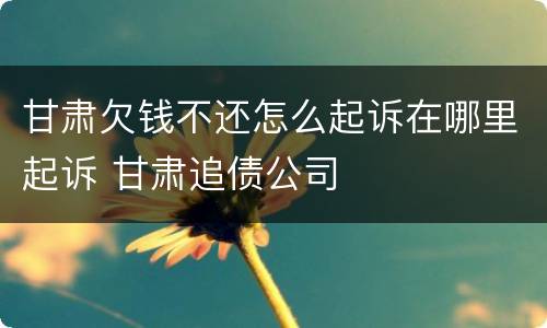 甘肃欠钱不还怎么起诉在哪里起诉 甘肃追债公司