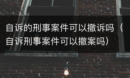 自诉的刑事案件可以撤诉吗（自诉刑事案件可以撤案吗）