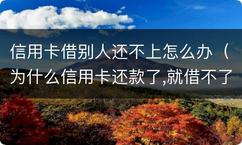 信用卡借别人还不上怎么办（为什么信用卡还款了,就借不了了）