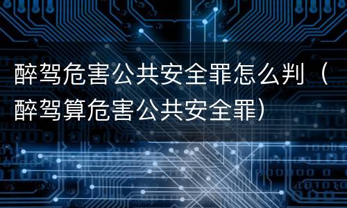 醉驾危害公共安全罪怎么判（醉驾算危害公共安全罪）