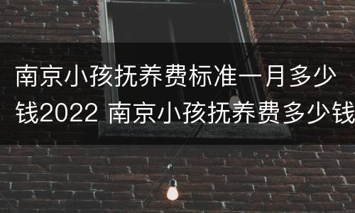 南京小孩抚养费标准一月多少钱2022 南京小孩抚养费多少钱一个月