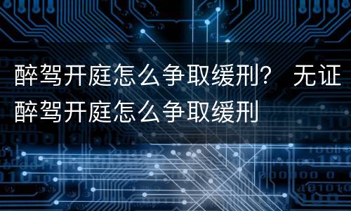 醉驾开庭怎么争取缓刑？ 无证醉驾开庭怎么争取缓刑