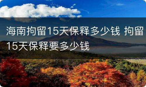 海南拘留15天保释多少钱 拘留15天保释要多少钱