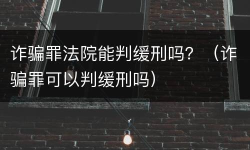 诈骗罪法院能判缓刑吗？（诈骗罪可以判缓刑吗）