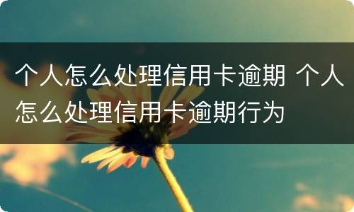 个人怎么处理信用卡逾期 个人怎么处理信用卡逾期行为