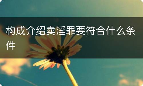构成介绍卖淫罪要符合什么条件