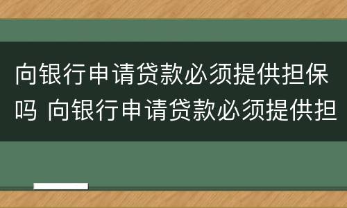 向银行申请贷款必须提供担保吗 向银行申请贷款必须提供担保吗为什么