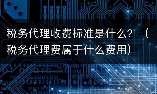 税务代理收费标准是什么？（税务代理费属于什么费用）