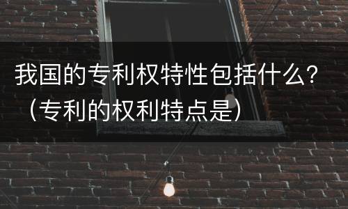 我国的专利权特性包括什么？（专利的权利特点是）
