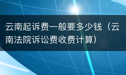 云南起诉费一般要多少钱（云南法院诉讼费收费计算）