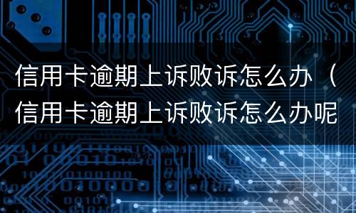 信用卡逾期上诉败诉怎么办（信用卡逾期上诉败诉怎么办呢）