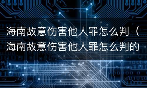 海南故意伤害他人罪怎么判（海南故意伤害他人罪怎么判的）