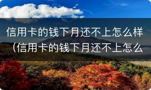 信用卡的钱下月还不上怎么样（信用卡的钱下月还不上怎么样办）