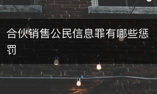合伙销售公民信息罪有哪些惩罚