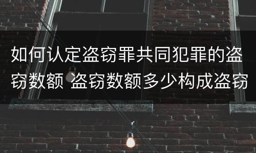 如何认定盗窃罪共同犯罪的盗窃数额 盗窃数额多少构成盗窃罪