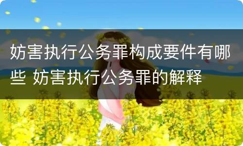 妨害执行公务罪构成要件有哪些 妨害执行公务罪的解释