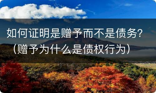 如何证明是赠予而不是债务？（赠予为什么是债权行为）