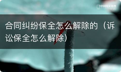 合同纠纷保全怎么解除的（诉讼保全怎么解除）