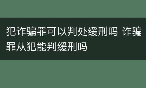 犯诈骗罪可以判处缓刑吗 诈骗罪从犯能判缓刑吗