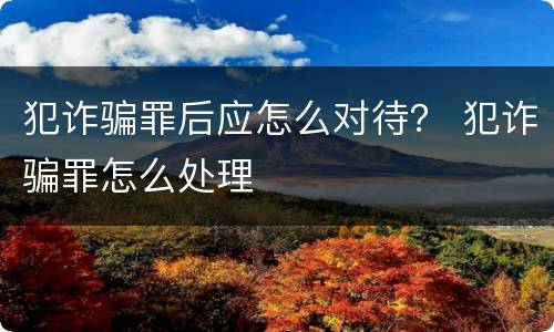 犯诈骗罪后应怎么对待？ 犯诈骗罪怎么处理