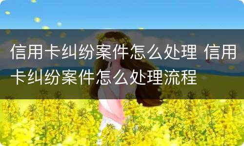 信用卡纠纷案件怎么处理 信用卡纠纷案件怎么处理流程