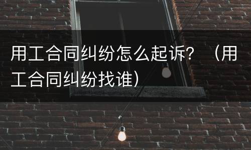 用工合同纠纷怎么起诉？（用工合同纠纷找谁）