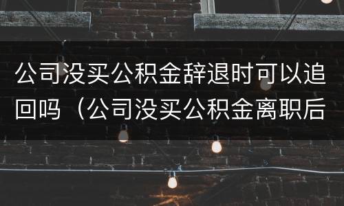 公司没买公积金辞退时可以追回吗（公司没买公积金离职后可以追回吗）