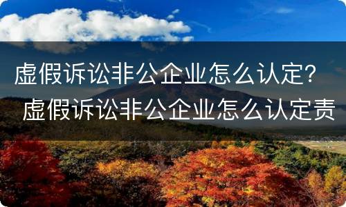 虚假诉讼非公企业怎么认定？ 虚假诉讼非公企业怎么认定责任