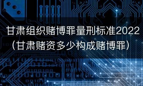 甘肃组织赌博罪量刑标准2022（甘肃赌资多少构成赌博罪）