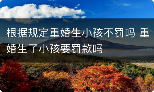 根据规定重婚生小孩不罚吗 重婚生了小孩要罚款吗