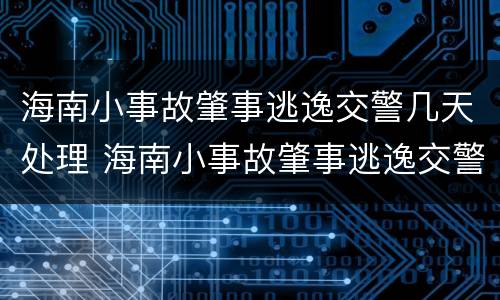 海南小事故肇事逃逸交警几天处理 海南小事故肇事逃逸交警几天处理完