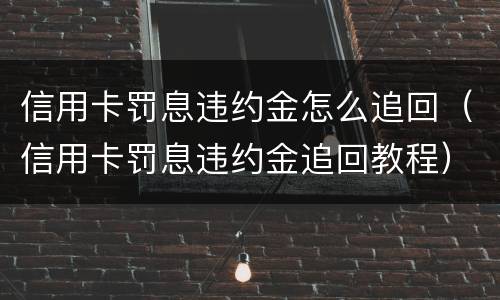 信用卡罚息违约金怎么追回（信用卡罚息违约金追回教程）